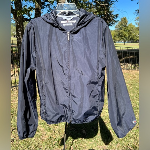 Tommy Hilfiger Signature Hoodie Windbreaker Jacket, Black, 90s, Y2K, Medium - Picture 2 of 6